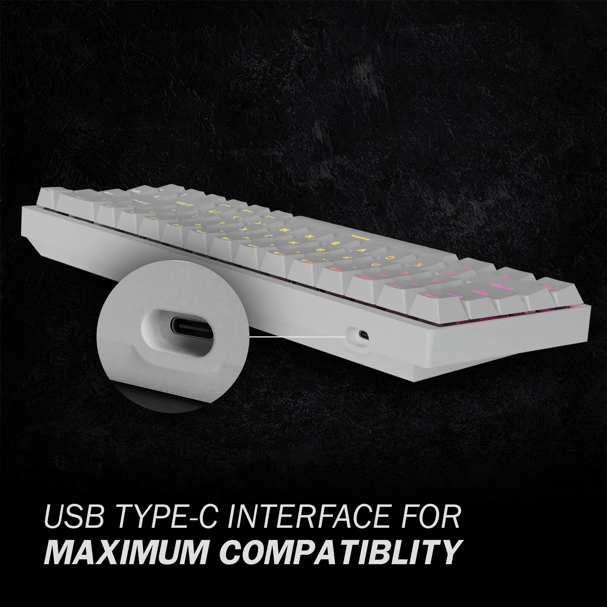 DURGOD Hades 68 RGB Mechanical Keyboard - 65% Compact, PBT Keycaps for Gaming & Office