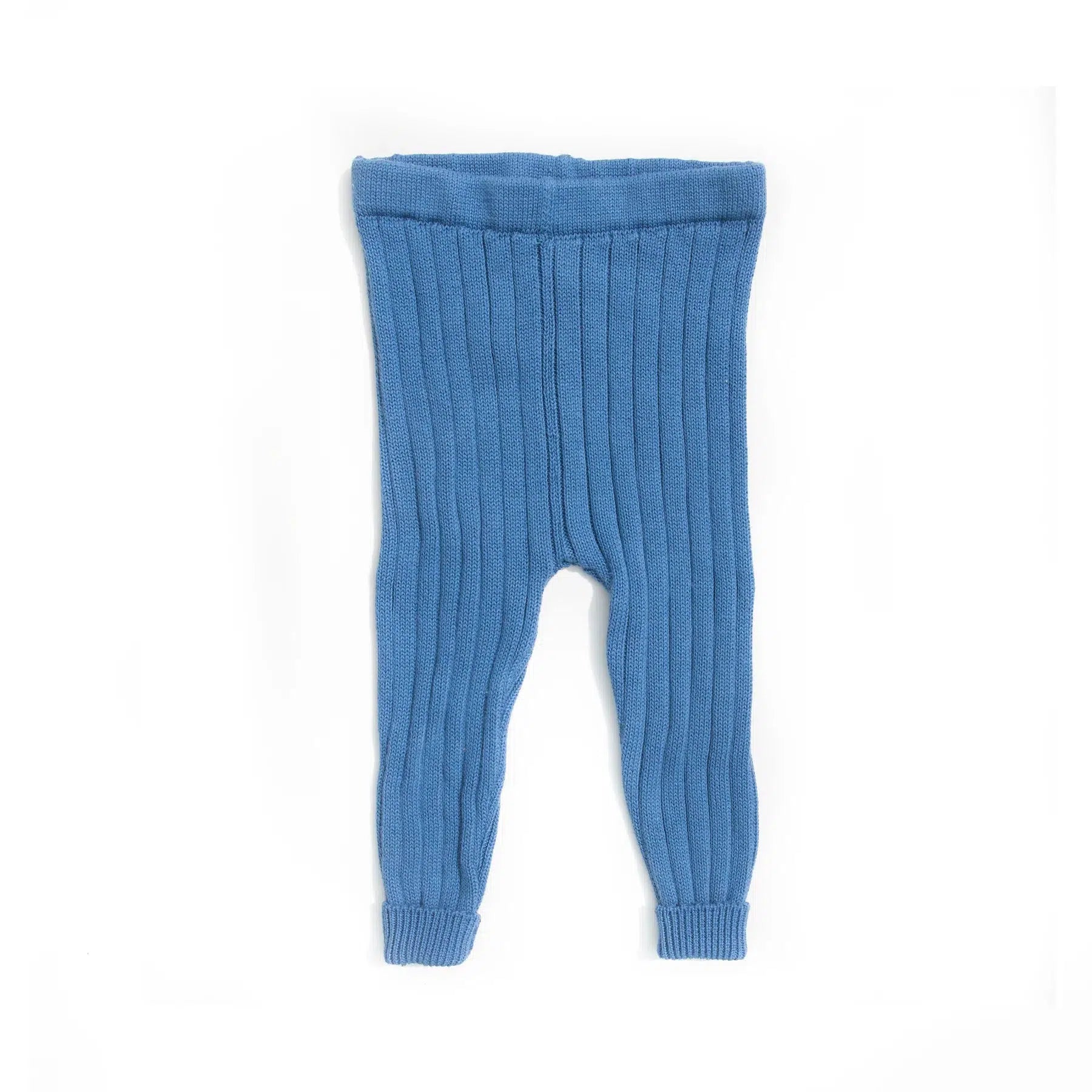 Premium Pima Cotton Knit Leggings for Women - Soft & Breathable High-Waisted Yoga Pants in Blue - Perfect for Workouts, Lounge & Everyday Wear