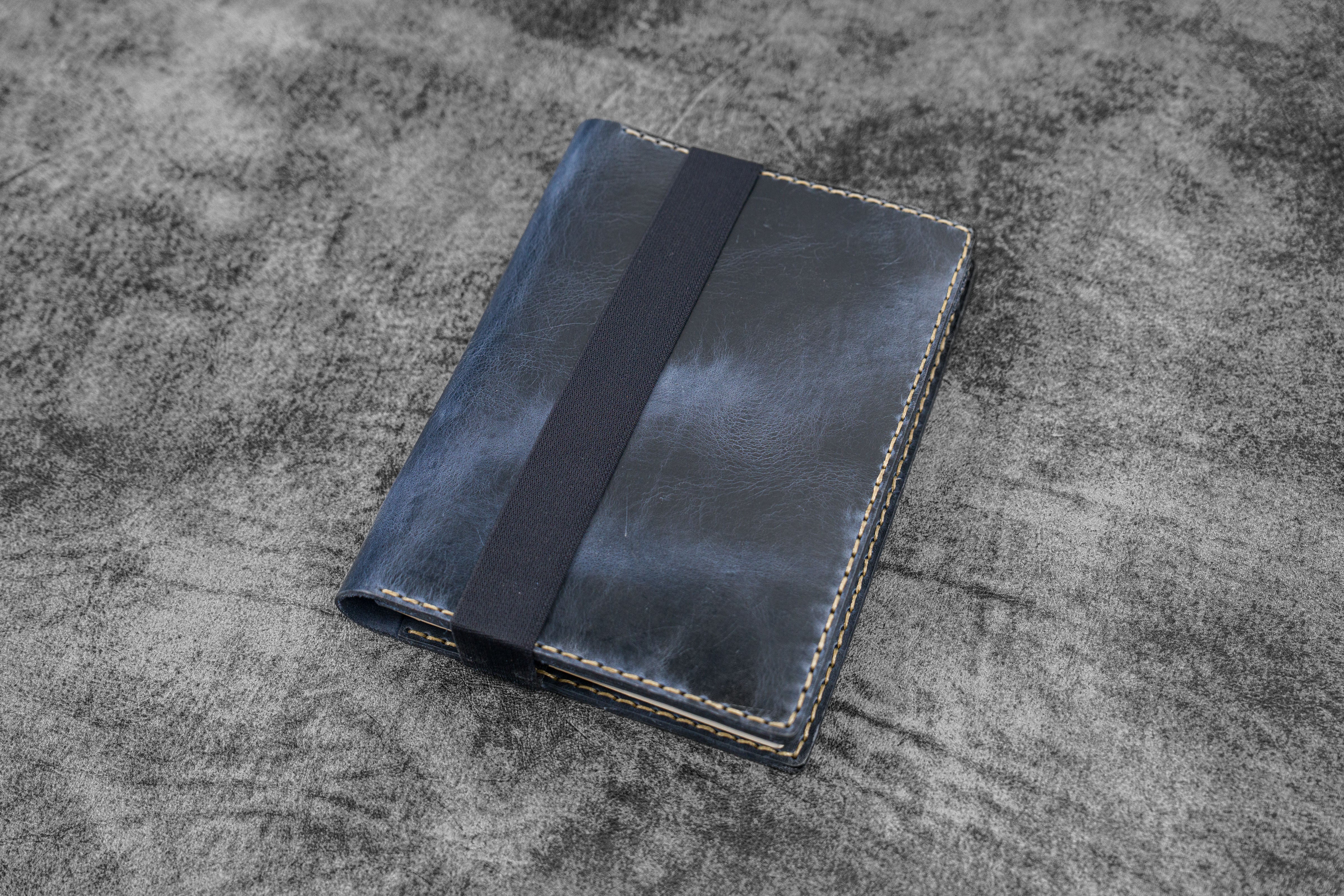 Premium Leather Rhodia A5 Notebook Cover & iPad Mini Case - Crazy Horse Navy Blue | Perfect for Work, Travel & Journaling