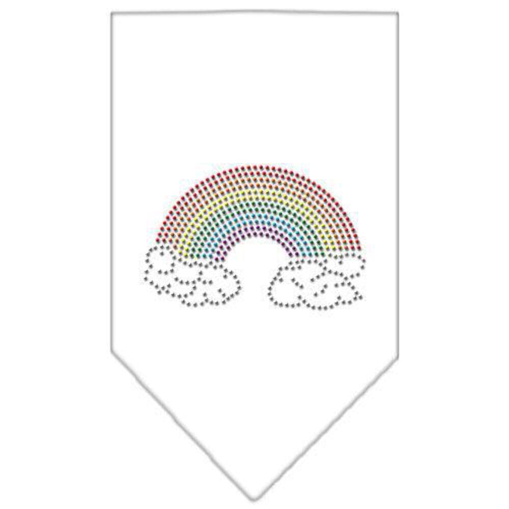 Sparkling Rhinestone Pet Bandana for Dogs - Rainbow & White Small Dog Accessory - Perfect for Parties, Holidays & Special Occasions