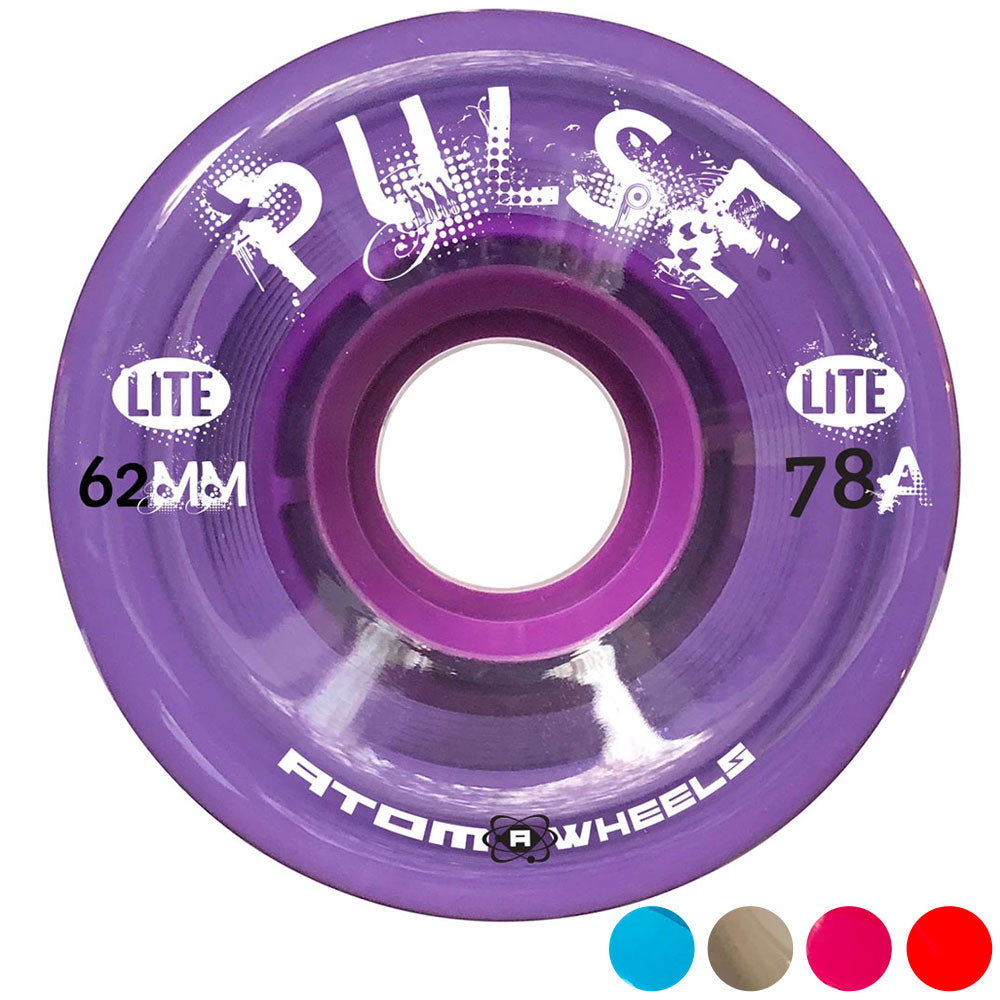 Atom Pulse Lite 62mm Quad Wheels 4-Pack - High Performance Skateboard Wheels for Smooth Riding on Streets & Parks