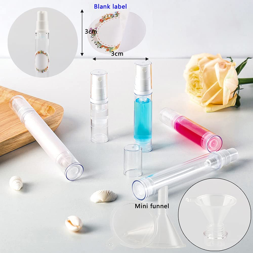10ml Empty Airless Pump Bottles (10-Pack) - Portable Refillable Travel Containers for Cosmetic Lotion, Serum & Gel - Transparent Leak-Proof Design with White Pump - Perfect for Skincare, Makeup & Travel Essentials