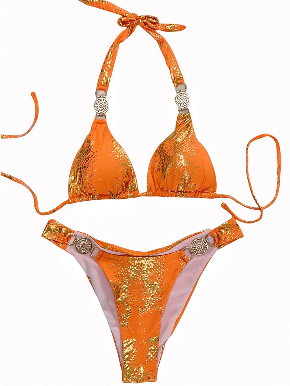 ZASUWA Women's Snake Print Faux Leather Bikini Set - Sexy Swimwear for Beach, Pool Party & Summer Vacation
