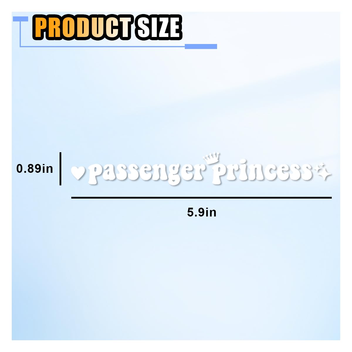 Passenger Princess Car Stickers - Cute Queen Initial Letter Decals for Women & Girls | Universal Window & Rearview Mirror Decor (6 Inch, White) | Fun Car Accessories for Road Trips & Daily Commutes