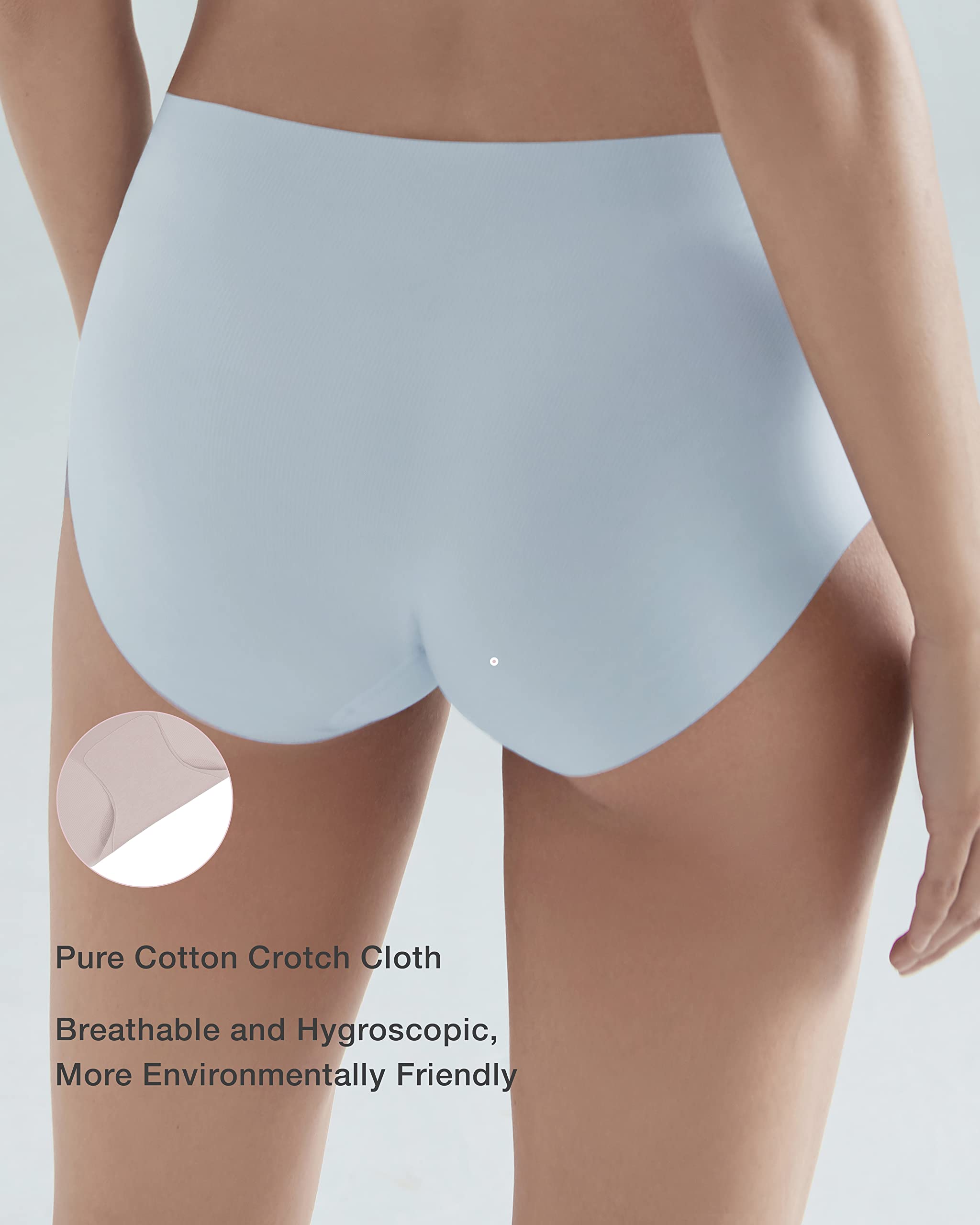Women's Lightweight Ribbed Cotton Underwear - Mid Rise One Size Panties in Light Blue | Comfortable Everyday Wear for Work, Gym & Lounge