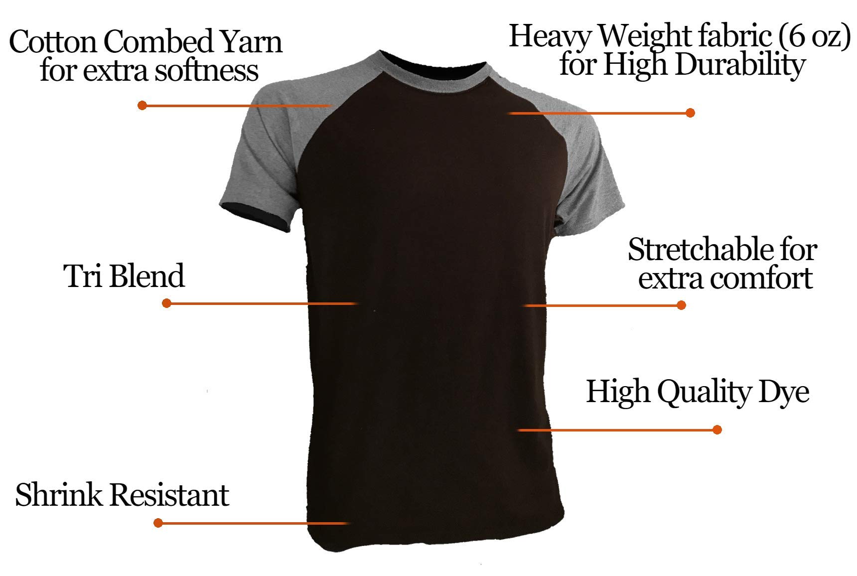Big and Tall Men's Heavyweight Raglan Baseball Short Sleeve T-Shirts - Comfortable Relaxed Fit Casual Shirts for Everyday Wear, Sports & Outdoor Activities