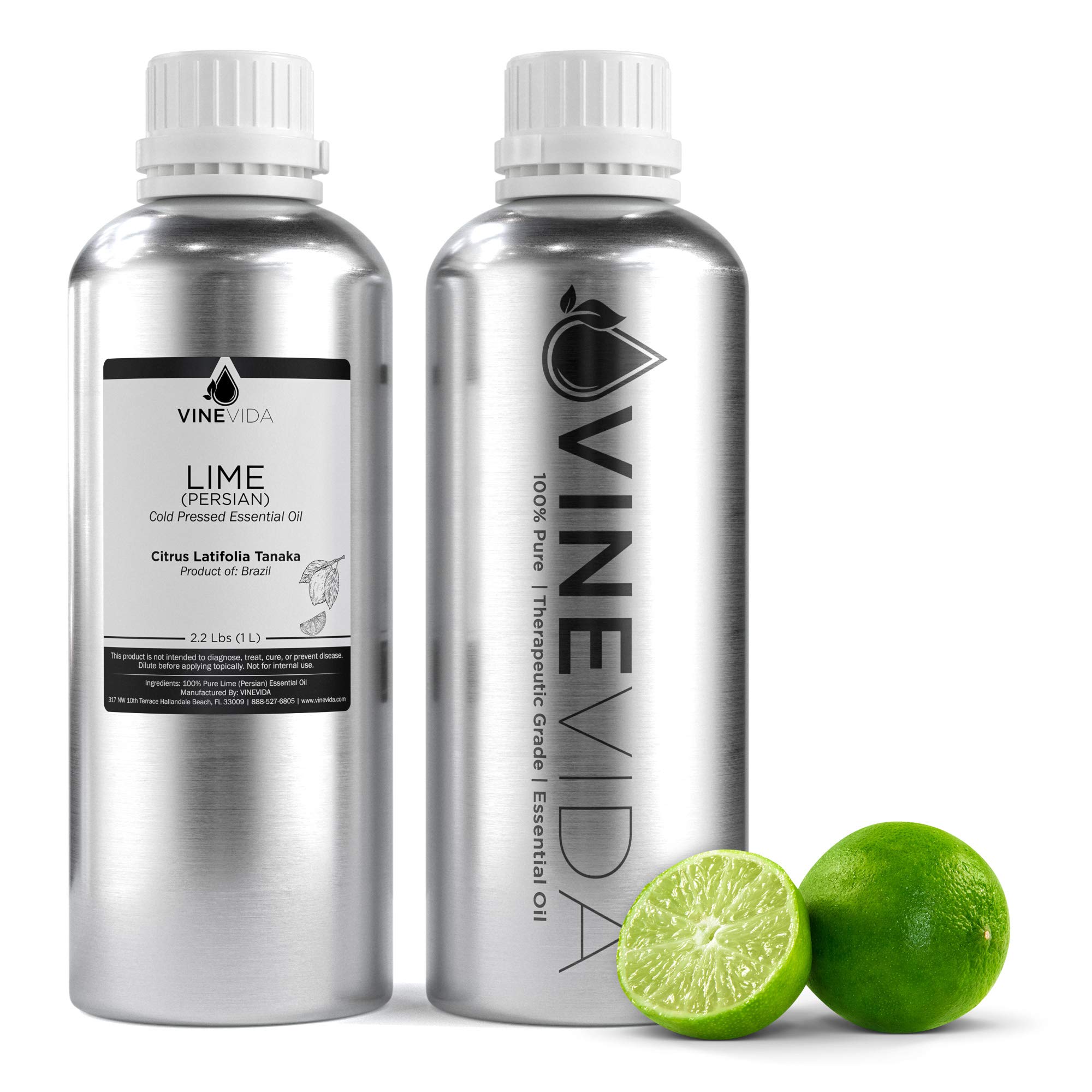 Premium 100% Pure Undiluted Persian Lime Essential Oil - 32oz Bulk Size in Aluminum Bottle (2 lbs) - Natural Aromatherapy Oil for DIY Soaps, Candles, Diffusers & Skincare - Perfect for Relaxation, Home Fragrance & Spa Treatments - VINEVIDA