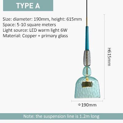 Vibrant Glass LED Pendant Lighting Fixtures - Modern Hanging Lights for Kitchen Island, Dining Room & Bedroom Decor - Energy Efficient Ambient Lighting Solution