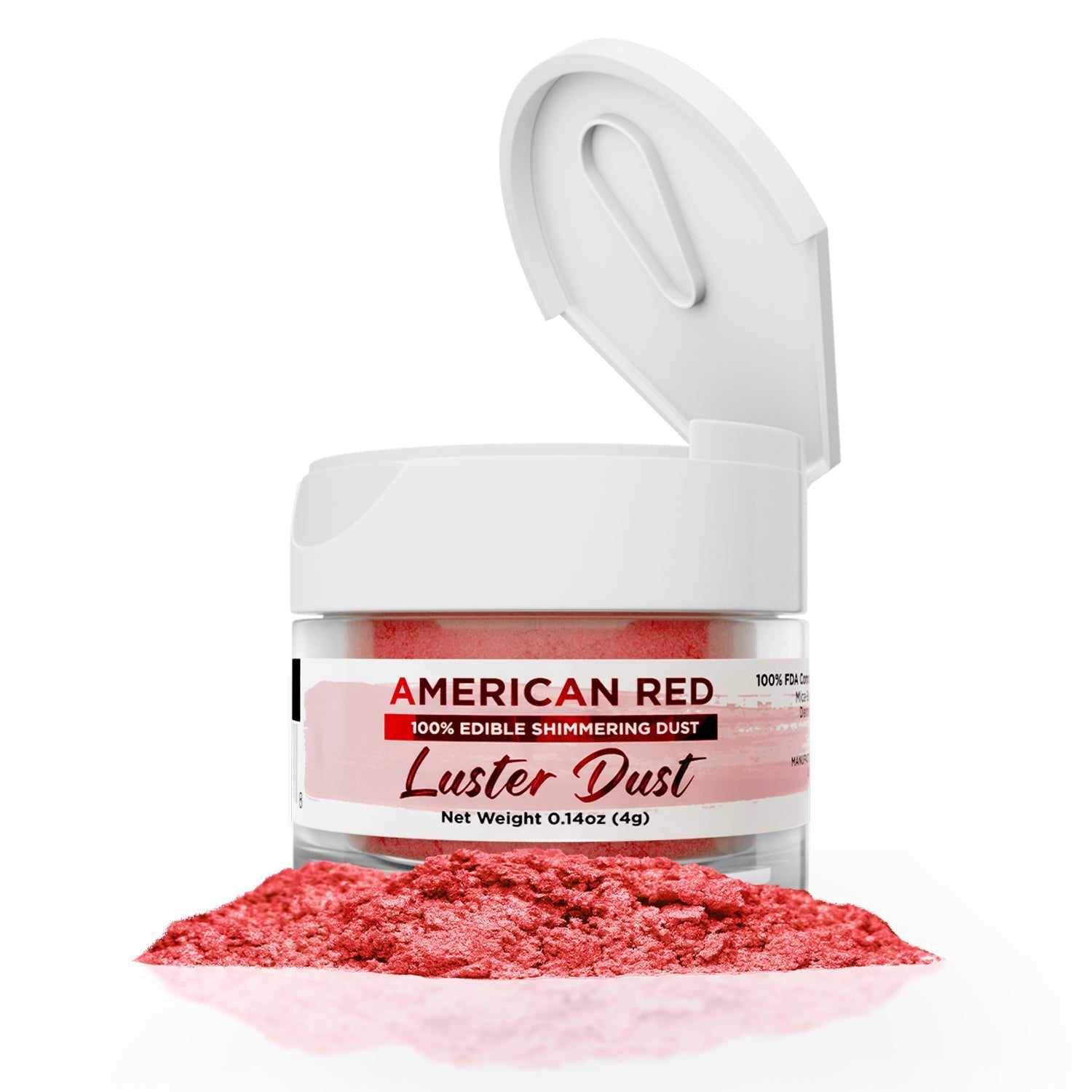 Premium American Red Luster Dust - 4 Gram Food Grade Edible Glitter Jar for Cake Decorating, Cookies & Dessert Toppings - Perfect for Baking, Candy Making & DIY Crafts