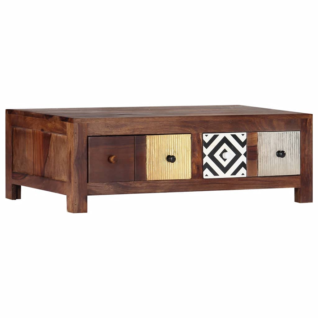Modern Wooden Coffee Table with 2 Large Drawers - 35.4