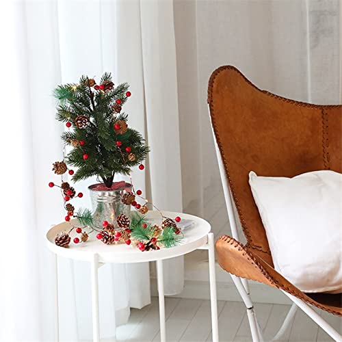 20 LED Christmas Pine Cone Lights with Red Berries - 6.56FT Battery Operated Garland for Indoor/Outdoor Decor, Thanksgiving & Holiday Parties | Perfect for Fireplace, Tree, Mantle & Table Centerpiece Decorations
