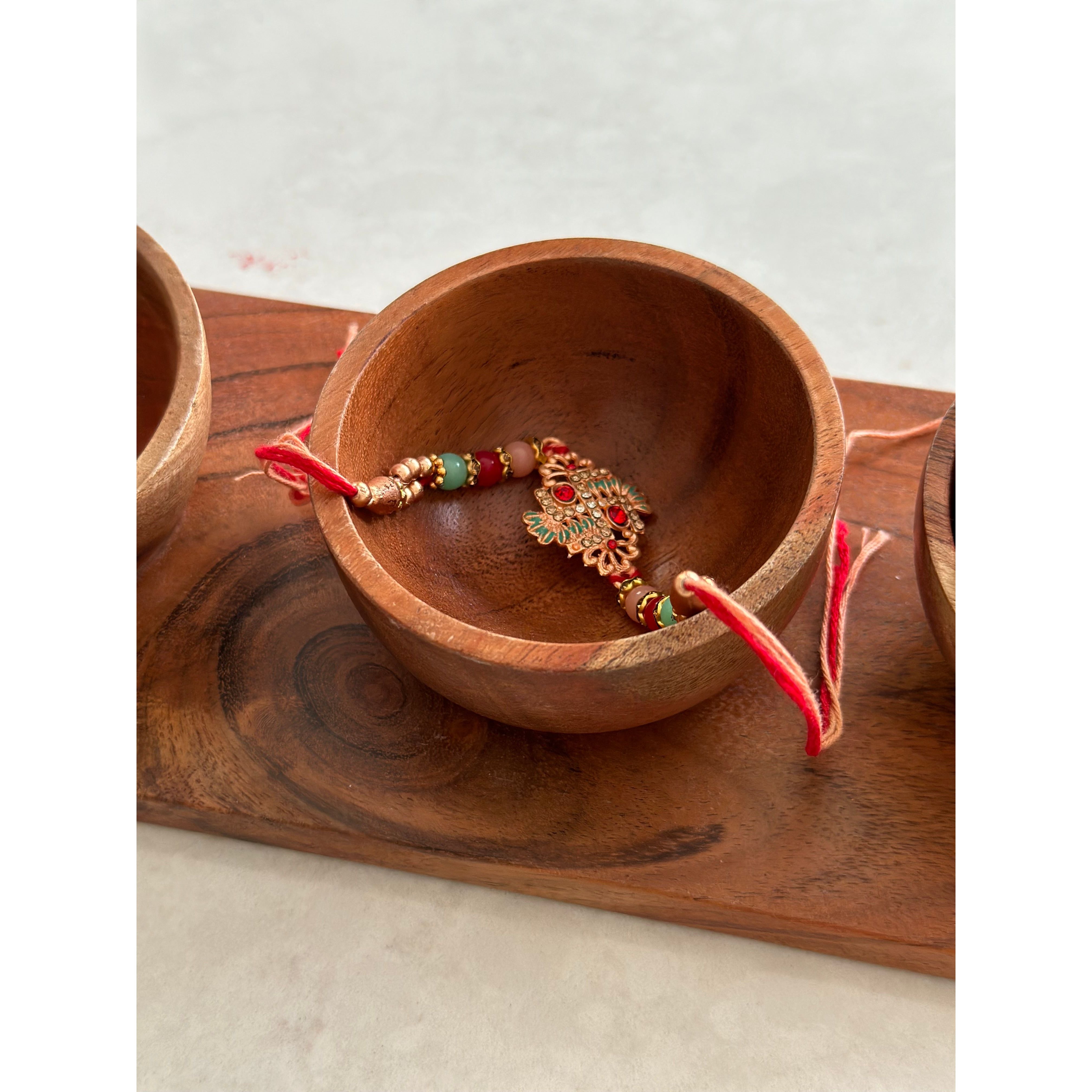 Beautiful Rakhi with Colorful Stones and Beads - Traditional Indian Bracelet for Raksha Bandhan - Perfect for Siblings, Festivals, and Cultural Celebrations