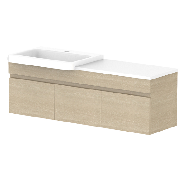 ADP Glacier Pro Semi Recessed All Door Slim Vanity with Solid Surface Top - Modern Bathroom Sink Cabinet for Small Spaces, Perfect for Apartments and Powder Rooms
