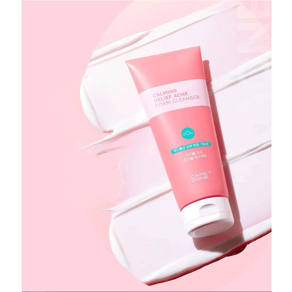 CAREZONE Calming Relief Acne Foam Cleanser 200ml - Gentle Face Wash for Acne-Prone Skin | Perfect for Daily Skincare Routine & Teenage Acne Treatment