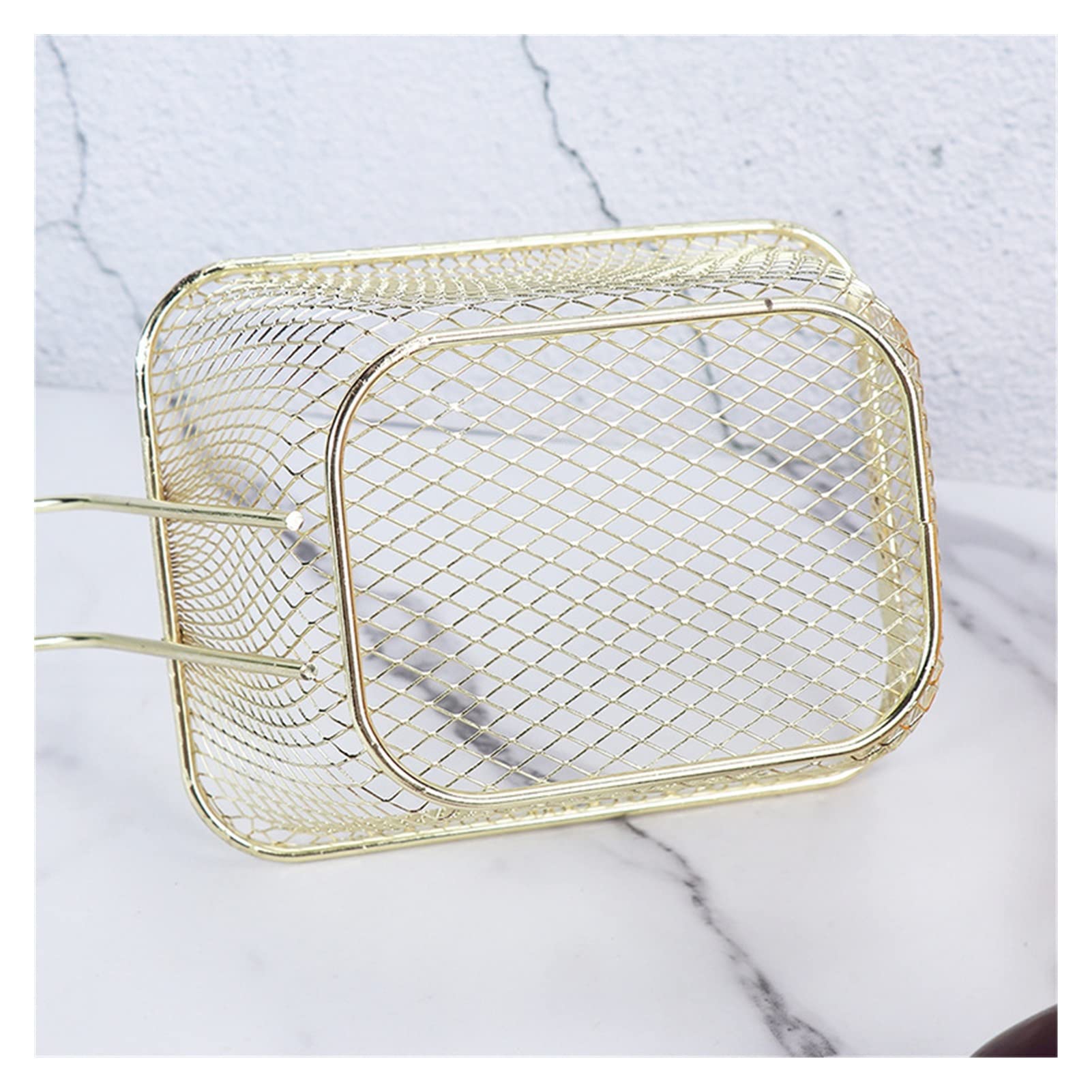 Stainless Steel French Fry Basket - Rose Gold Deep Fryer Basket for Potato Chips, Onion Rings & More - Small Size Kitchen Cooking Tool for Restaurants, Food Trucks & Home Use
