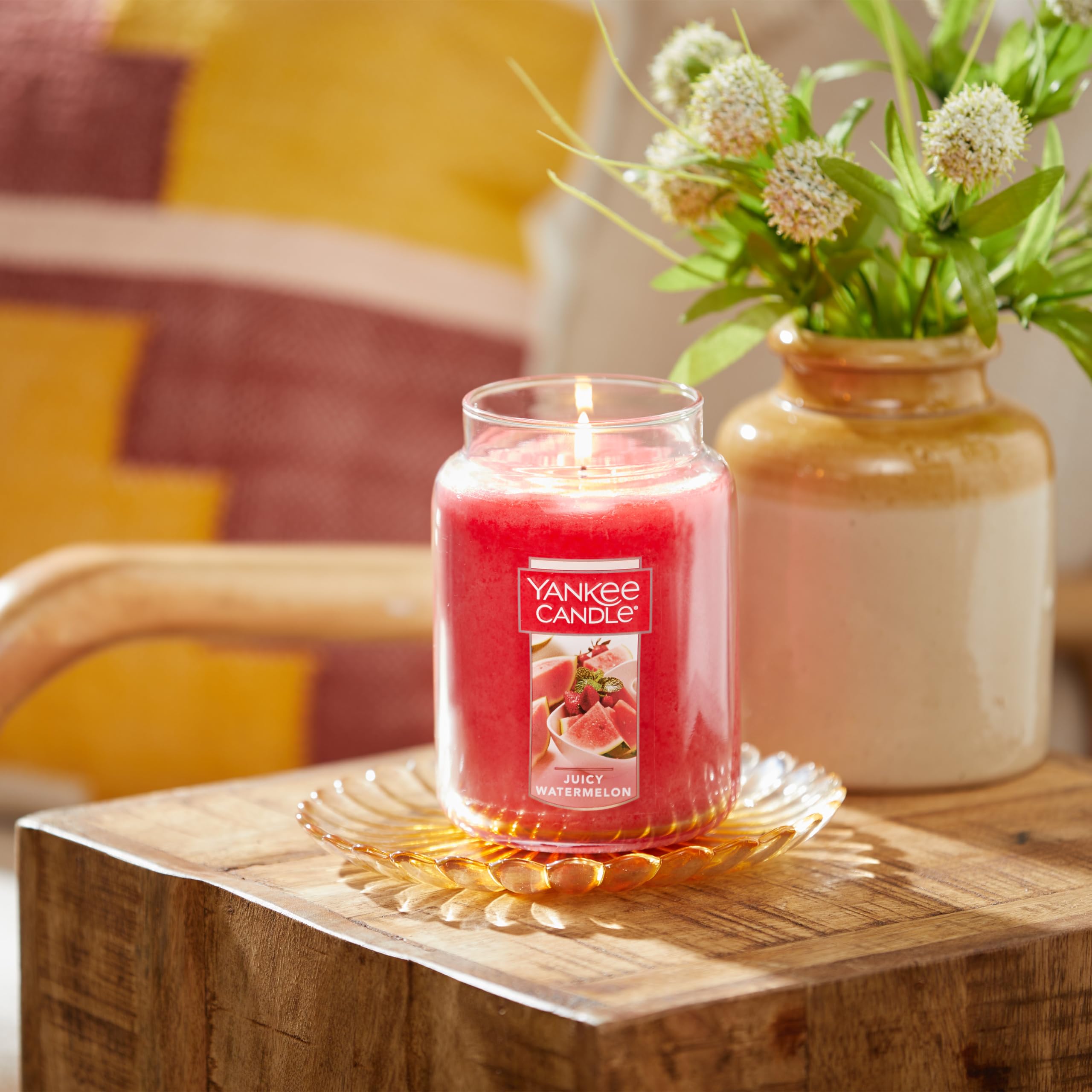 Yankee Candle Juicy Watermelon Scented - 22oz Large Jar Single Wick Candle with 110+ Hours Burn Time | Fresh Summer Fragrance for Home, Office & Relaxation