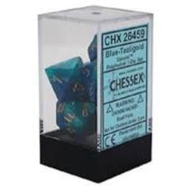 Chessex Polyhedral 7-Dice Set - Gemini Blue Teal with Gold Finish | RPG Dice for Dungeons & Dragons, Pathfinder & Tabletop Gaming