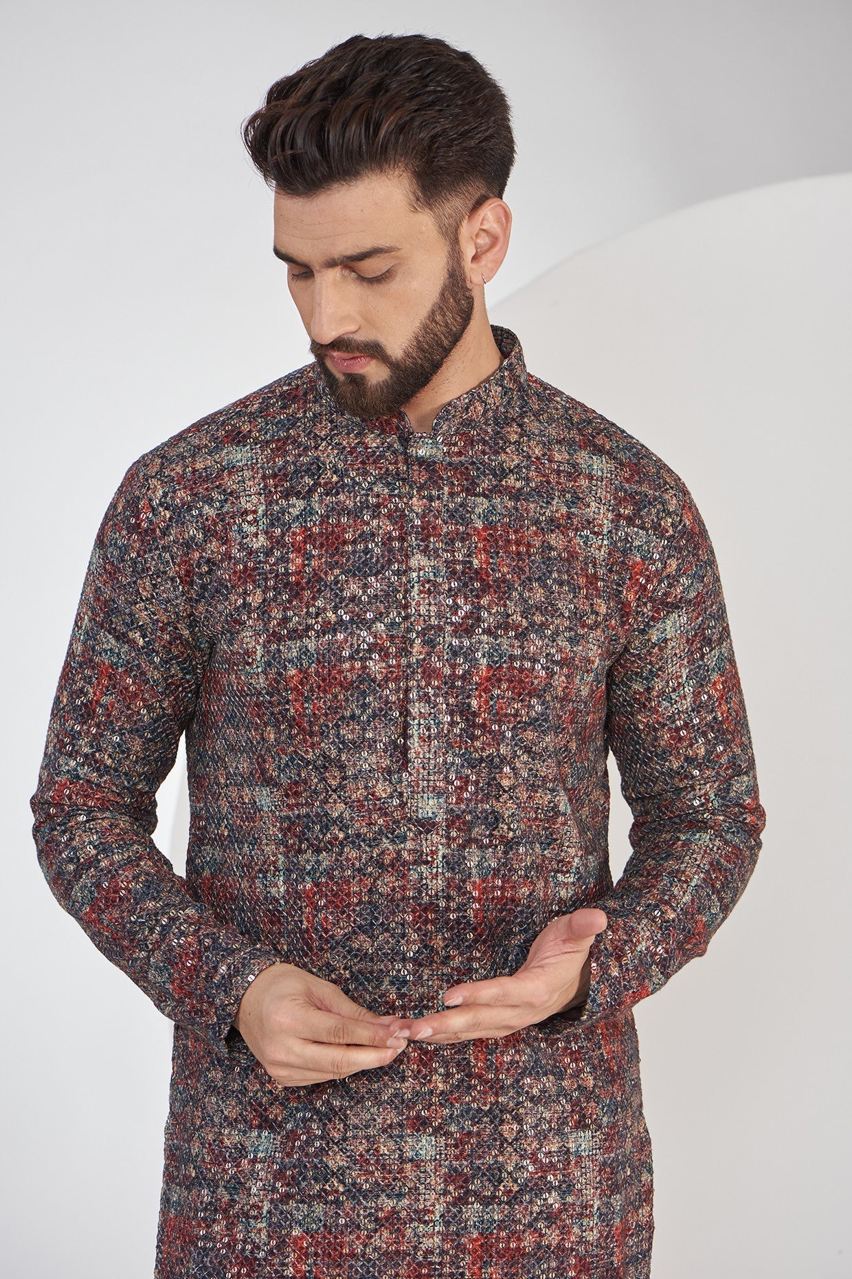 Stylish Multi-Color Embroidered Kurta with Sparkling Sequins - Perfect for Festivals, Weddings & Ethnic Fashion