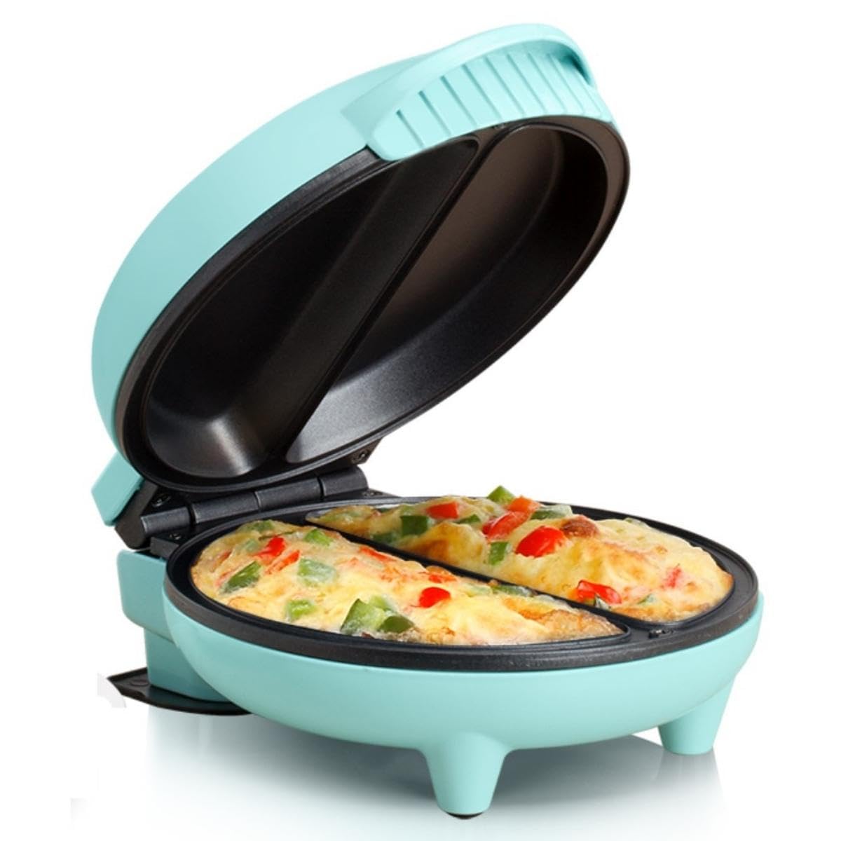 Holstein Housewares Non-Stick Omelet & Frittata Pan - Mint Green Stainless Steel Egg Cooker for 2 Individual Portions - Quick & Easy Breakfast Maker for Kitchen, Camping & Dorm Cooking