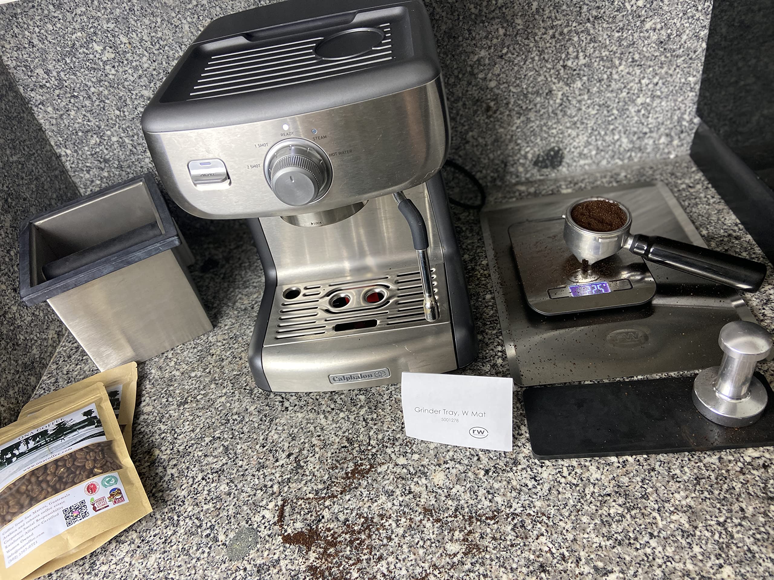 Rattleware Coffee Grinder Tray with Tamping Mat - 13