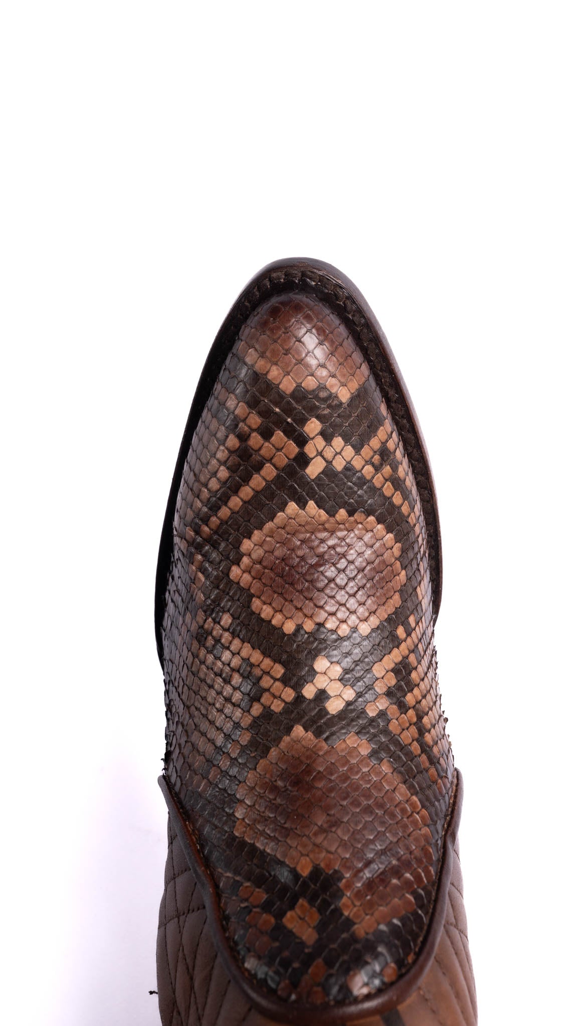 Women's Cuadra CU561 LD Glazed Chestnut Python Laser & Embroidery & Woven Round Toe Cowboy Boots - Perfect for Western Fashion, Country Concerts & Night Out