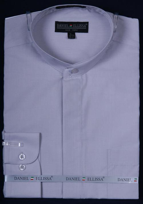 Premium Banded Collar Dress Shirt for Men - Silver Button Down Formal Shirt - Perfect for Business Meetings, Weddings & Special Occasions