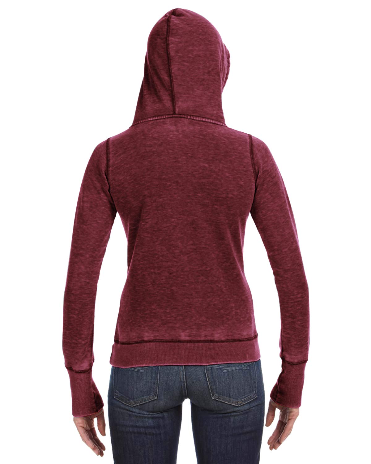 J America Women's Zen Pullover Fleece Hoodie - Soft Twisted Bordeaux Color | Cozy Lounge Wear for Yoga, Running & Casual Outfits