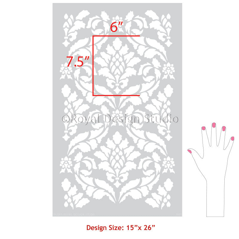 Classic Damask Stencil for DIY Home Decor, Wall Painting, and Furniture Upcycling | Reusable Decorative Template for Crafts and Art Projects