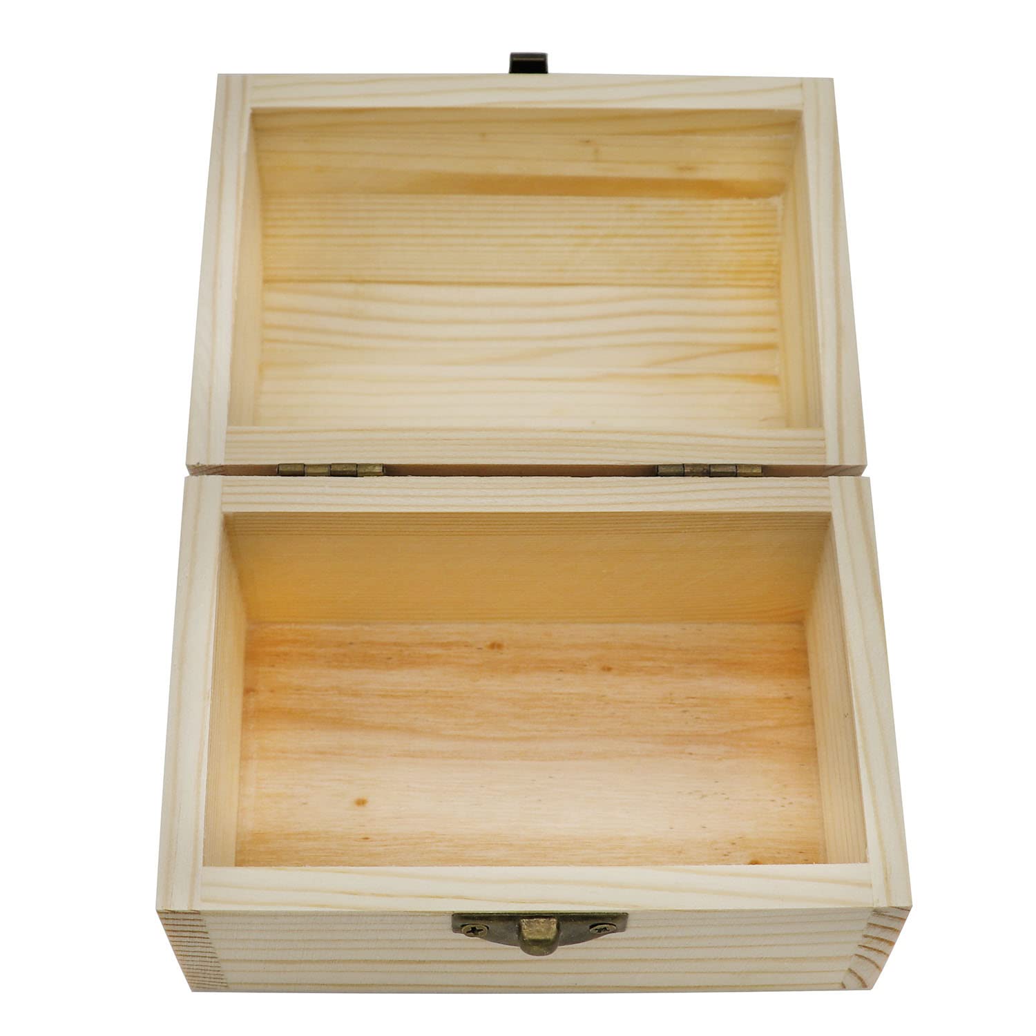 Hsiwto Unfinished Wooden Jewelry Box - DIY Craft Storage Box, Unpainted Wood Treasure Chest for Jewelry Organizer, Kids Toy Box - Perfect for Home Decor, Gift Wrapping & Craft Projects