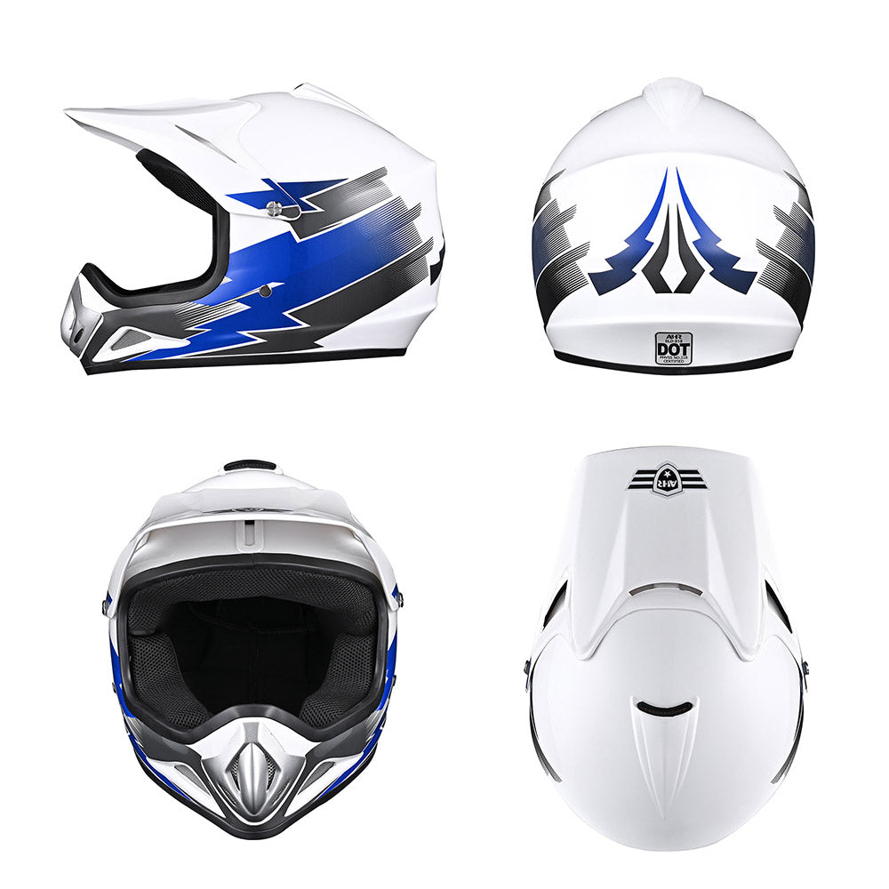 TheLAShop H VEN12 Youth Dirt Bike Helmet - DOT Approved, Lightweight & Durable, Blue - Perfect for Motocross, ATV Riding & Off-Road Adventures