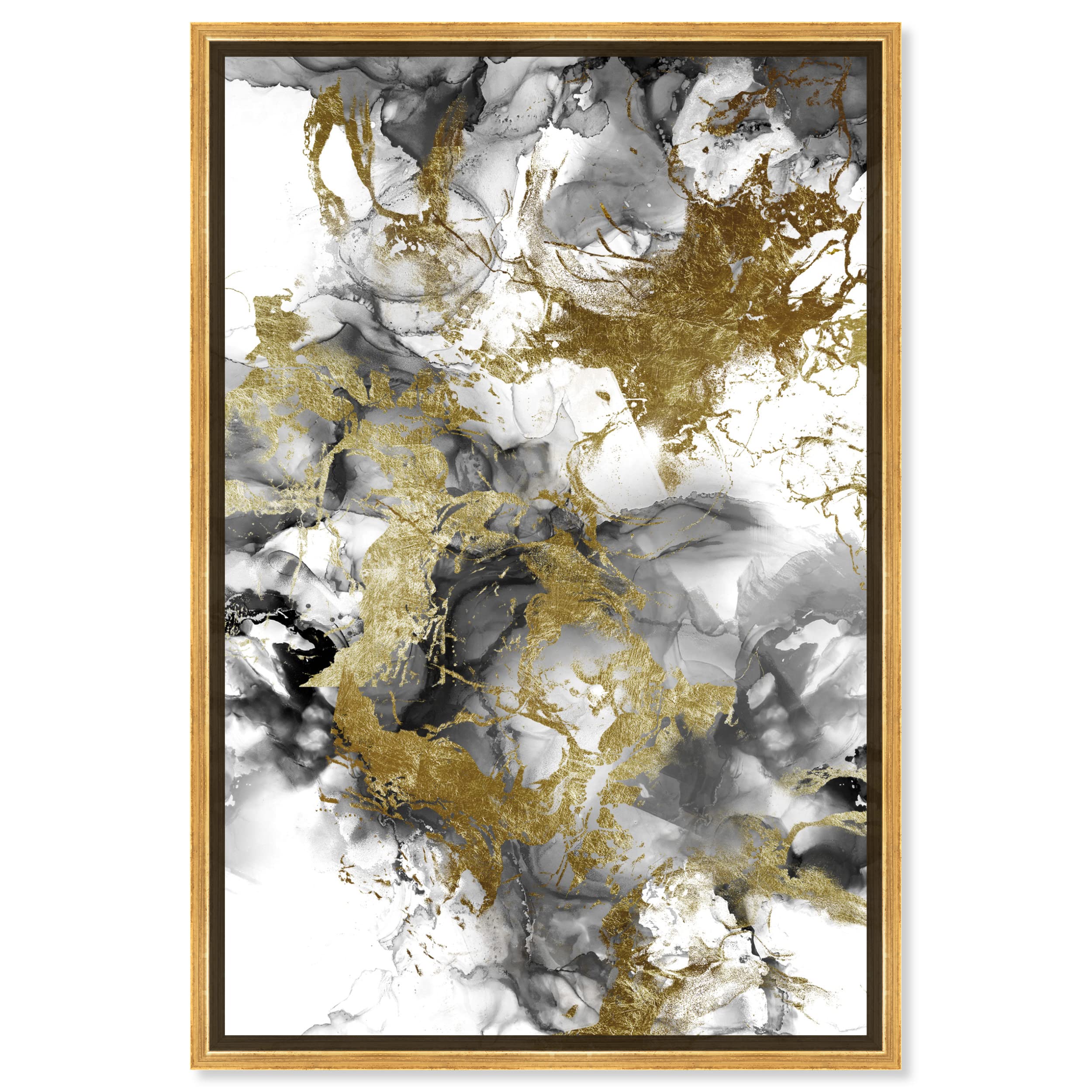 Abstract Wall Art Canvas Print 'Odessa' - 36x54 Inch Watercolor Painting in Gold & White | Modern Home Decor for Living Room, Bedroom & Office