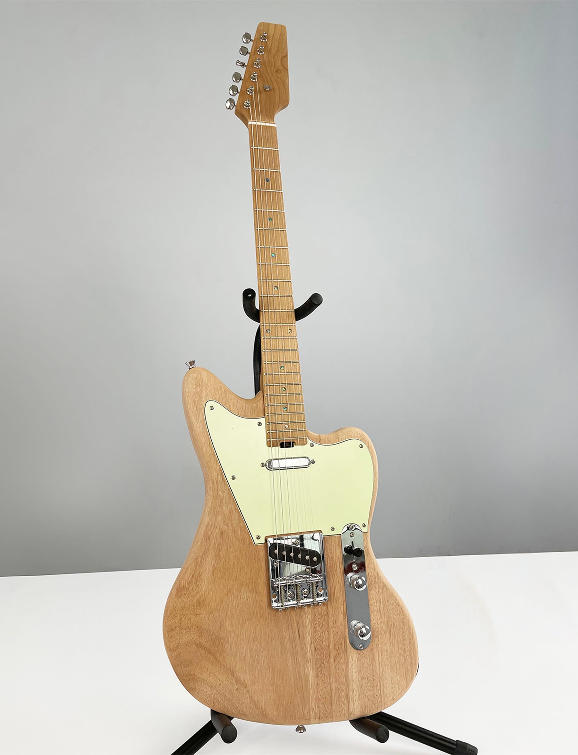 KGD JA DIY Electric Guitar Kit - Mahogany Body, Maple Neck & Fretboard, Unfinished Uncut DIY Guitar Kit for Adults - Perfect for Home Studio Recording, Live Performances & Guitar Building Projects