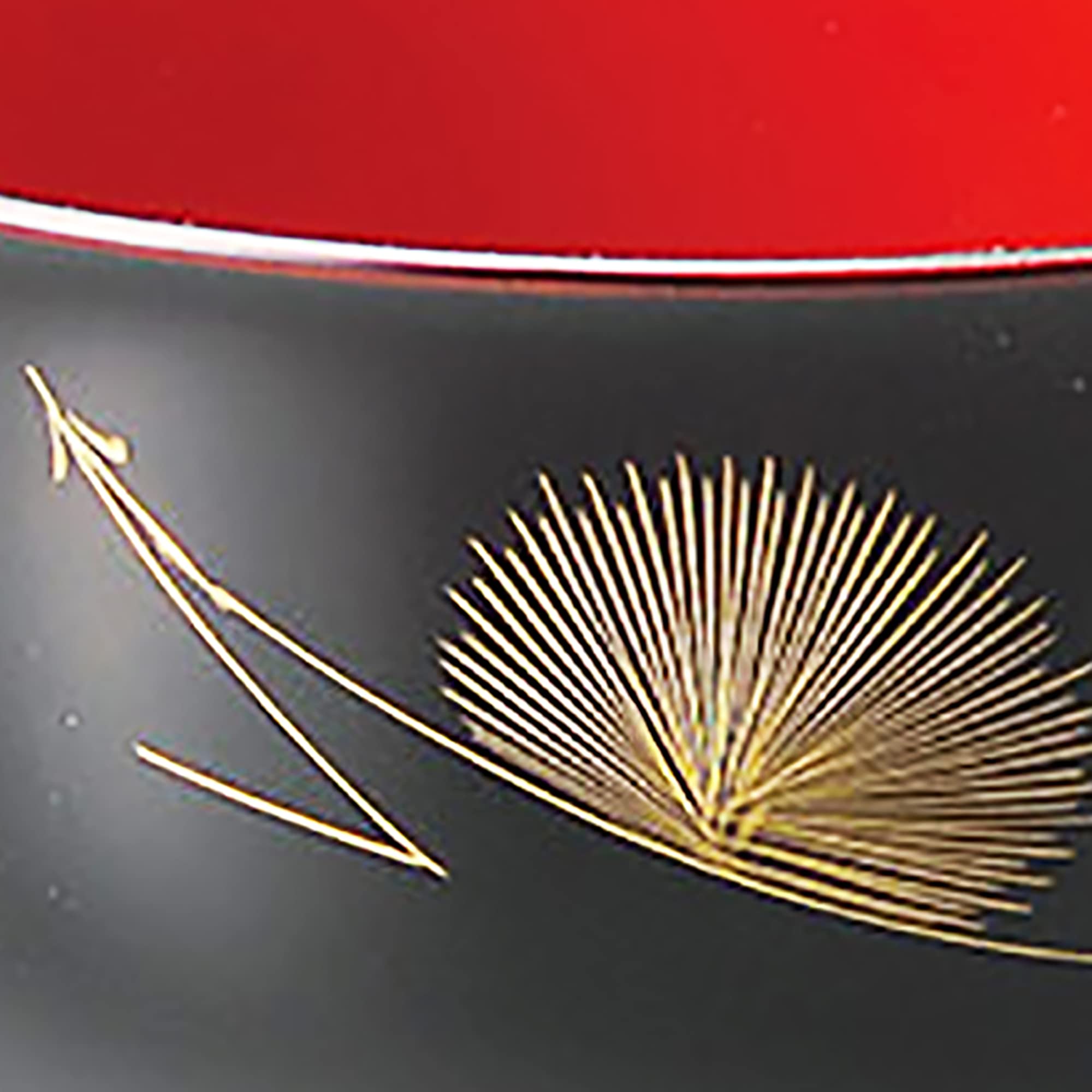 Premium Echizen Coating 904103 Matsuba Sinkin Feather Soup Bowls - Set of 2 (Vermilion & Black) - Handcrafted Japanese Ceramic Rice/Noodle Bowls for Home Dining & Gifts