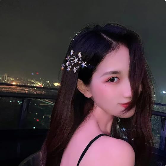 LIVECOOL Rhinestone Star Hair Clips for Women - Crystal Wedding Hair Claw Barrettes, Elegant Hair Accessories for Girls & Women (3Pcs Set: 2 Hair Clips + 1 Free Gold Star Pin) - Perfect for Bridal, Prom, Party & Daily Use