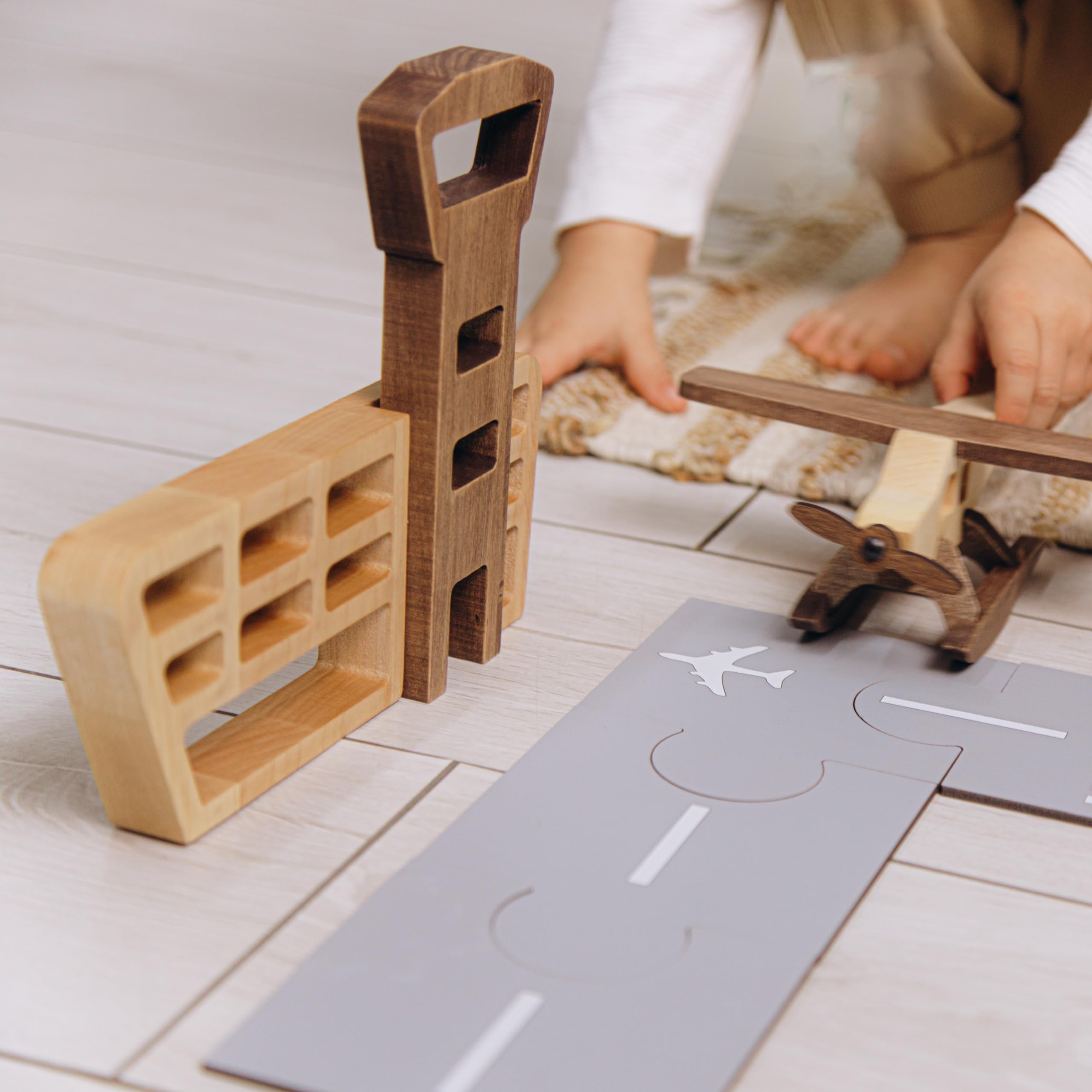 Personalized Wooden Toy Airplanes & Cars Set - Pretend Play Toys for Toddlers Ages 1-5 - Best Birthday & Easter Gifts for Boys - Durable Wooden Toys for Kids' Imaginative Play at Home or Travel