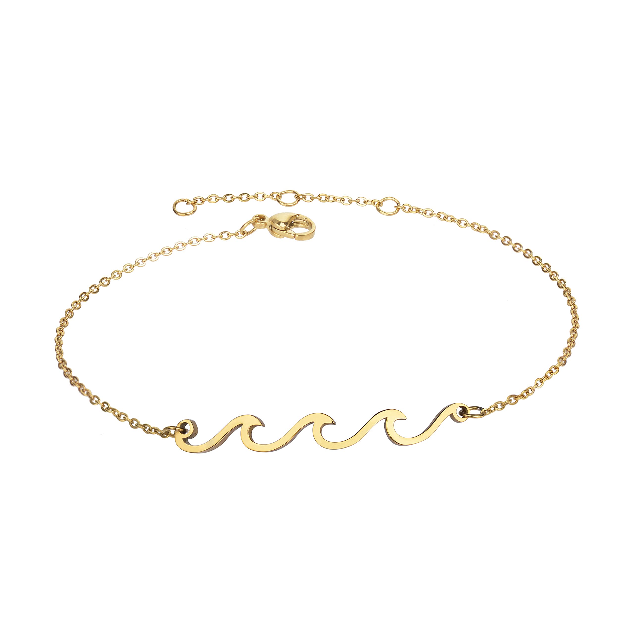 Wave Anklet for Women - Gold & Silver Plated Adjustable Boho Beach Ankle Bracelet | Ocean Wave Foot Jewelry for Summer, Birthday Gifts | Perfect for Vacations, Beach Parties & Boho Fashion