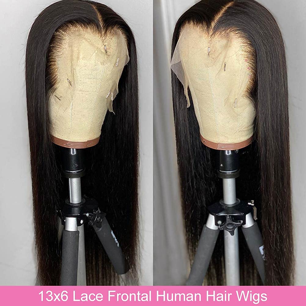 13x6 HD Lace Front Wigs Human Hair - 180% Density Pre Plucked Straight Glueless Wigs with Baby Hair | Natural Color 26 Inch Lace Frontal Wigs for Black Women | Perfect for Daily Wear, Parties & Special Occasions