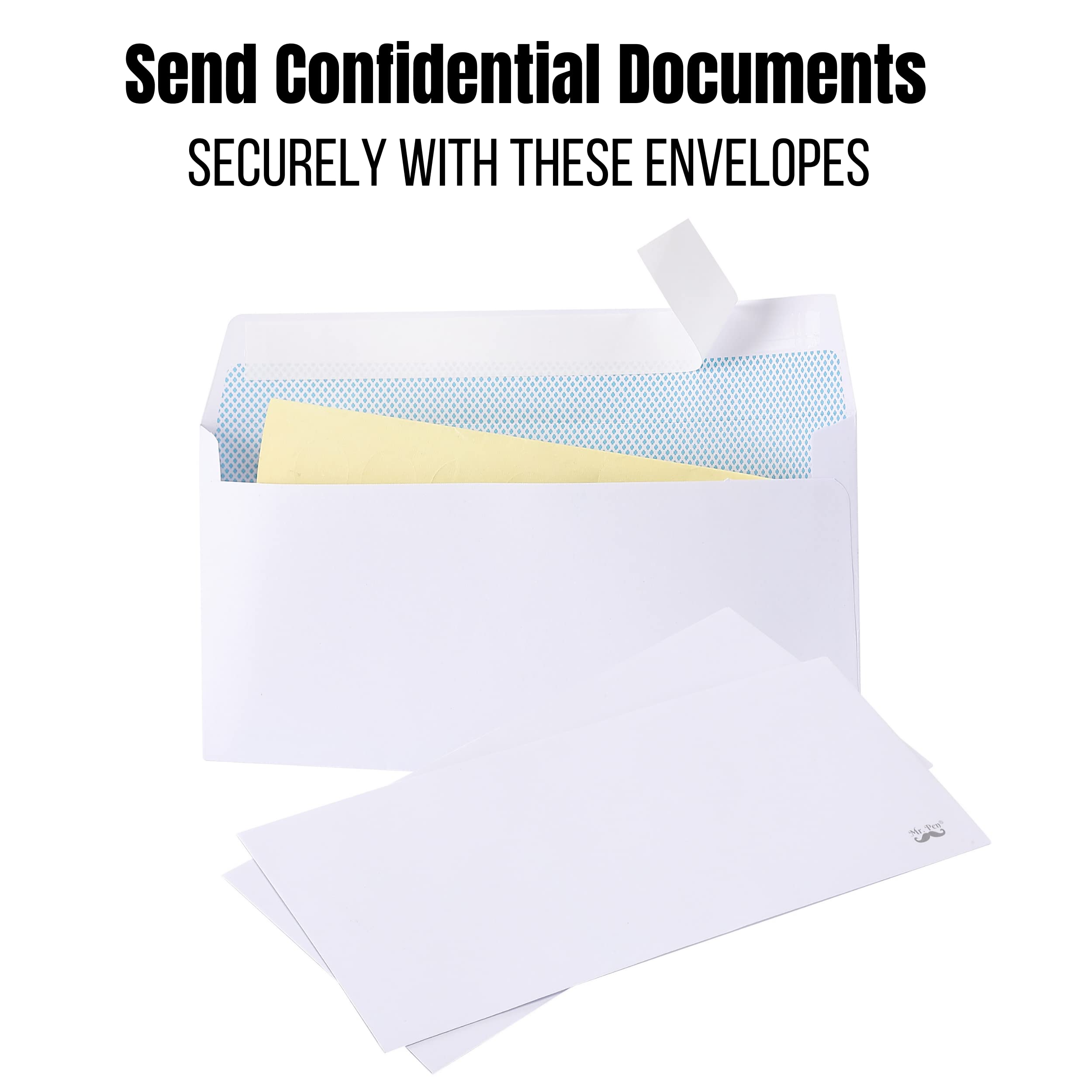 Mr. Pen Security Envelopes #10 - 50 Pack Business Peel & Seal Self-Sealing Envelopes (No 10 Size) for Mailing Checks, Documents & Confidential Letters | Office & Home Use