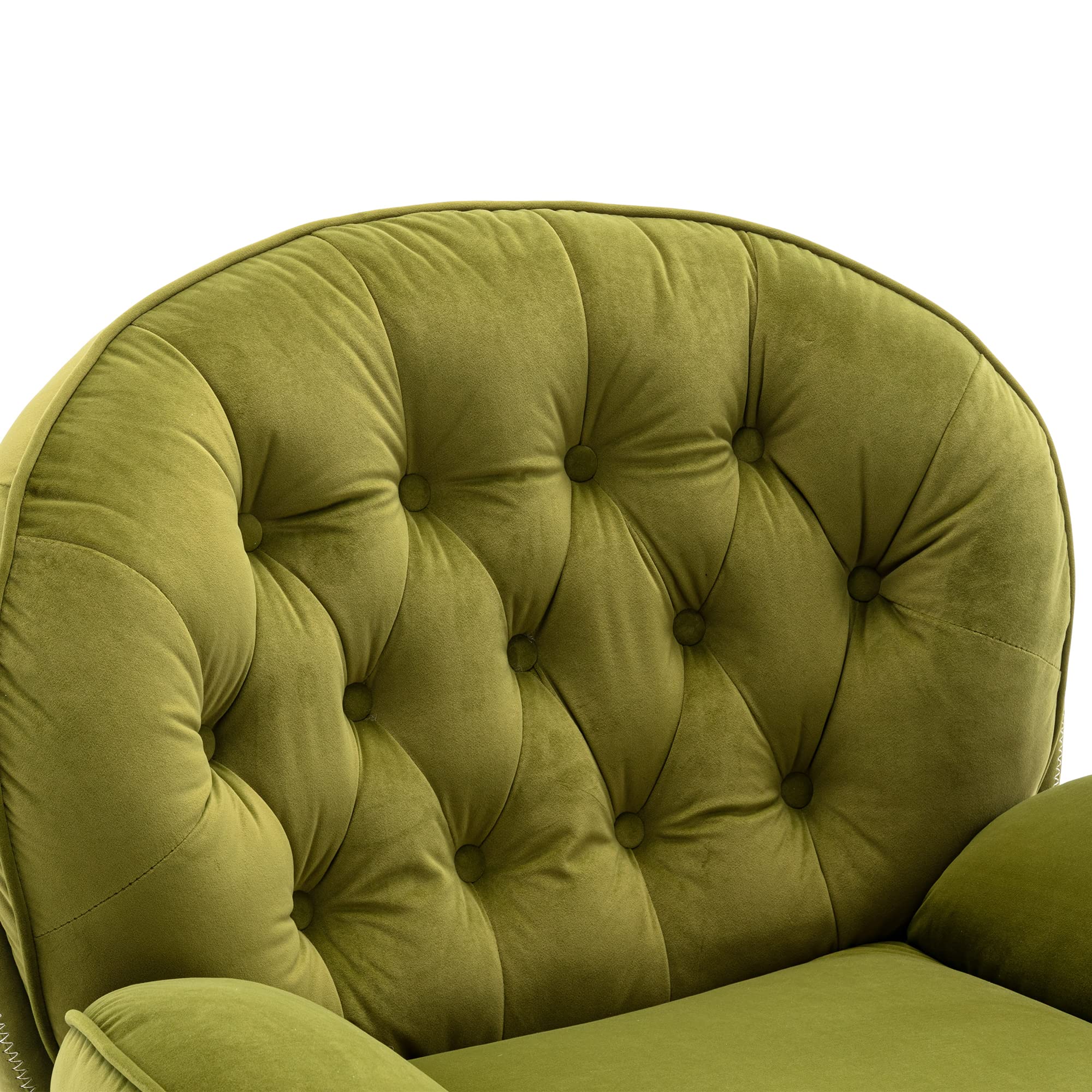 Velvet Swivel Accent Lounge Chair with Ottoman - Modern Cozy Living Room Chair for TV Watching, Reading & Relaxing - Upholstered Lazy Sofa & Chase Lounger for Bedroom, Living Room & Reading Nook (Green)