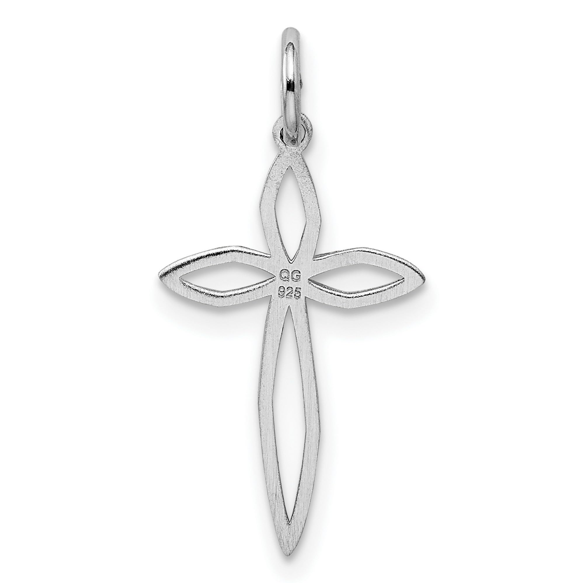 Sterling Silver Cross Pendant - 20mm x 13mm Laser Engraved Religious Jewelry for Women & Men - Perfect for Gifts, Baptism, Weddings & Everyday Wear