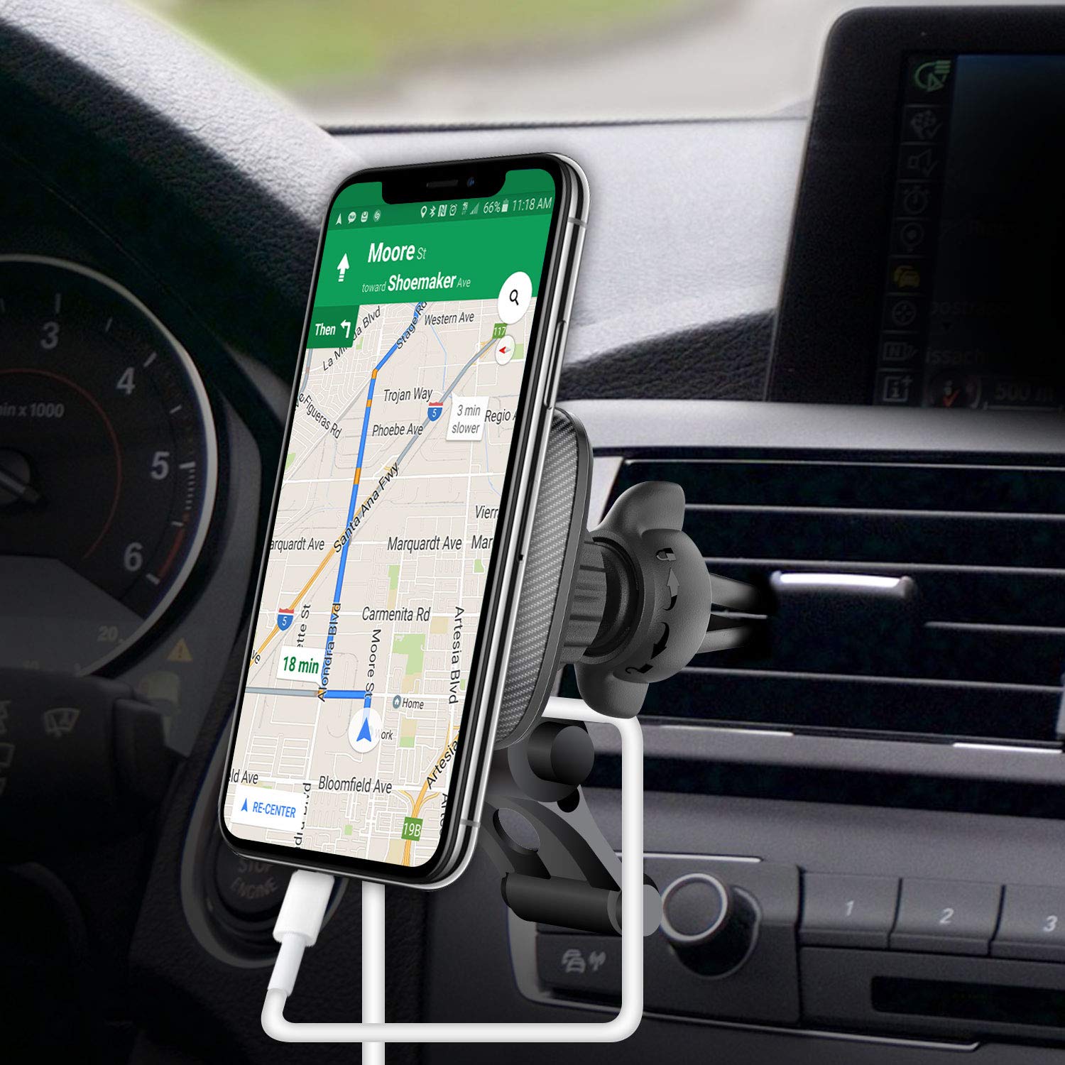 Strong Magnetic Air Vent Phone Holder Mount - Snap On Technology for iPhone, Samsung Galaxy, Google Pixel, Moto - Secure Car Mount for GPS Navigation & Hands-Free Driving - Perfect for Commuting, Road Trips & Uber/Lyft Drivers