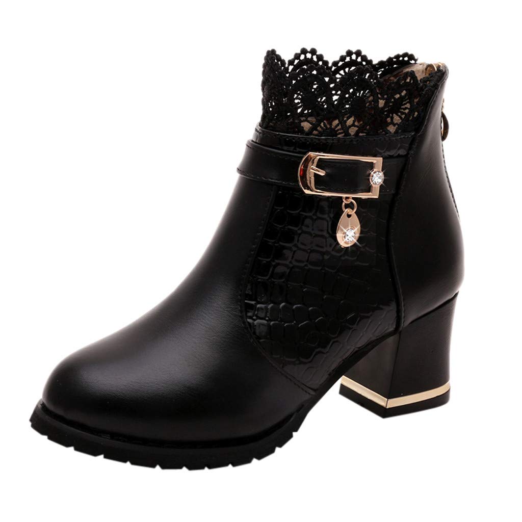 PATOPO Women's Winter Boots - Snake Print Ankle Booties & Mid-Calf Boots with Thick Sole | Stylish Cold Weather Footwear for Office, Dating & Night Out