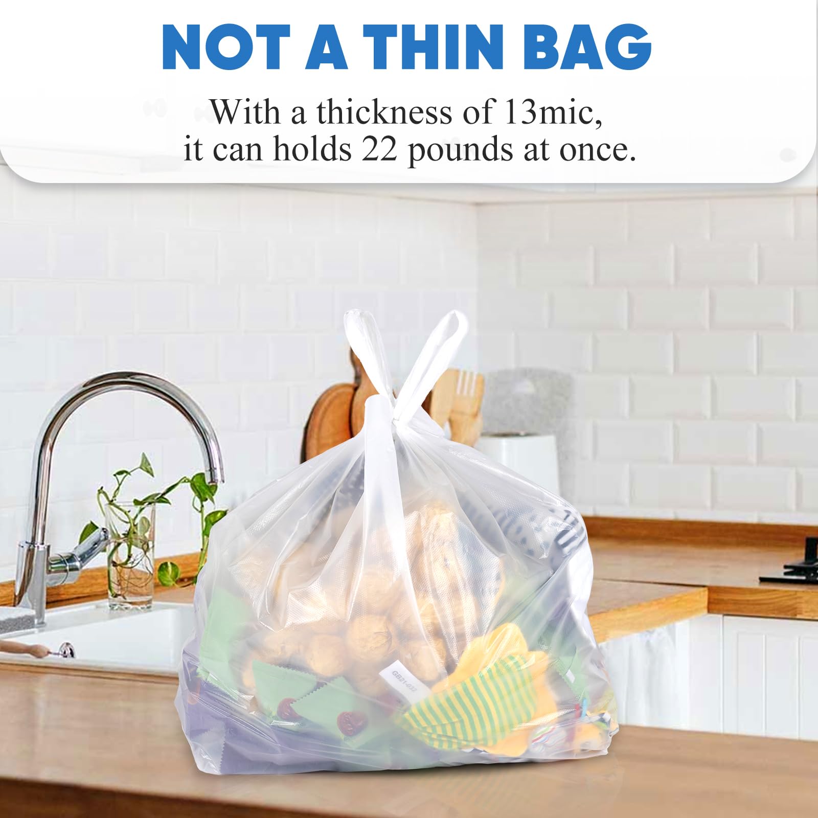 300 Count White T-Shirt Plastic Bags with Handles - 11