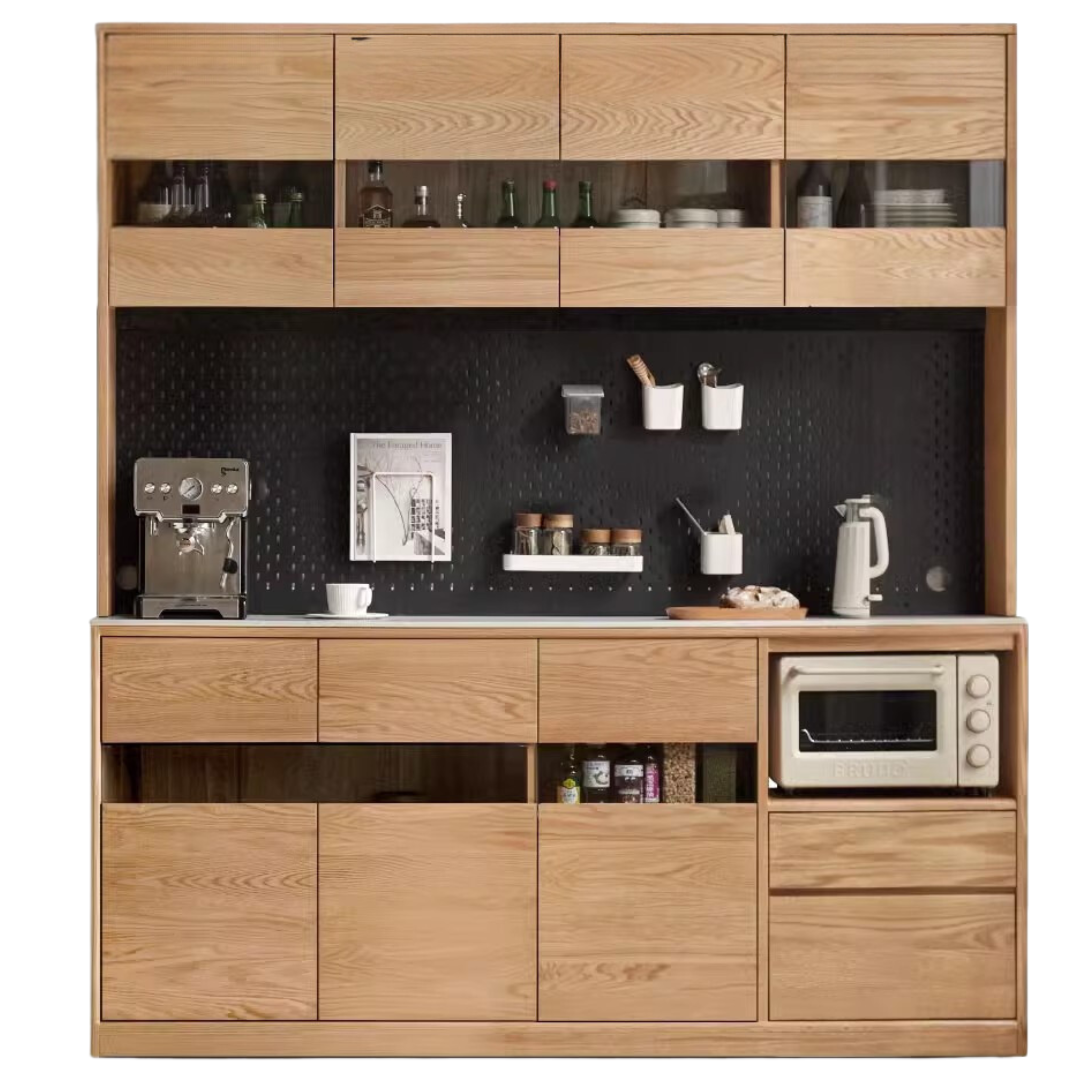 70.9x17.7x78.7 inch / 180x45x200сm / Natural wood color / rock board sideboard  + shelf