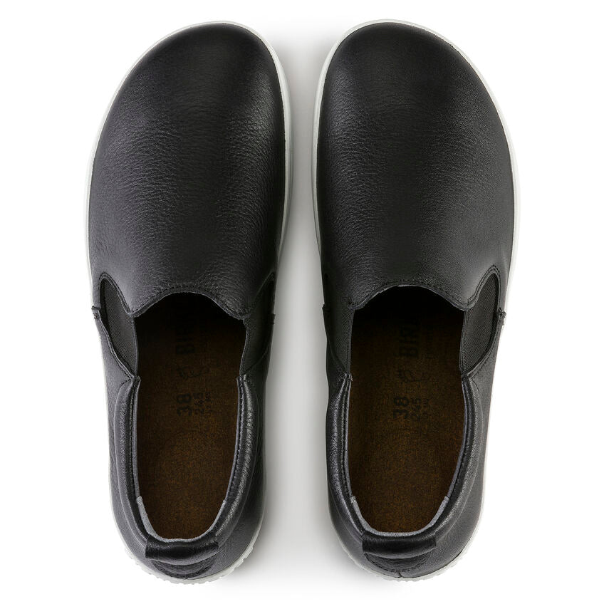 Birkenstock QO 400 Black Leather Safety Shoes for Men & Women - Slip Resistant Work Shoes for Construction, Warehouse & Industrial Use