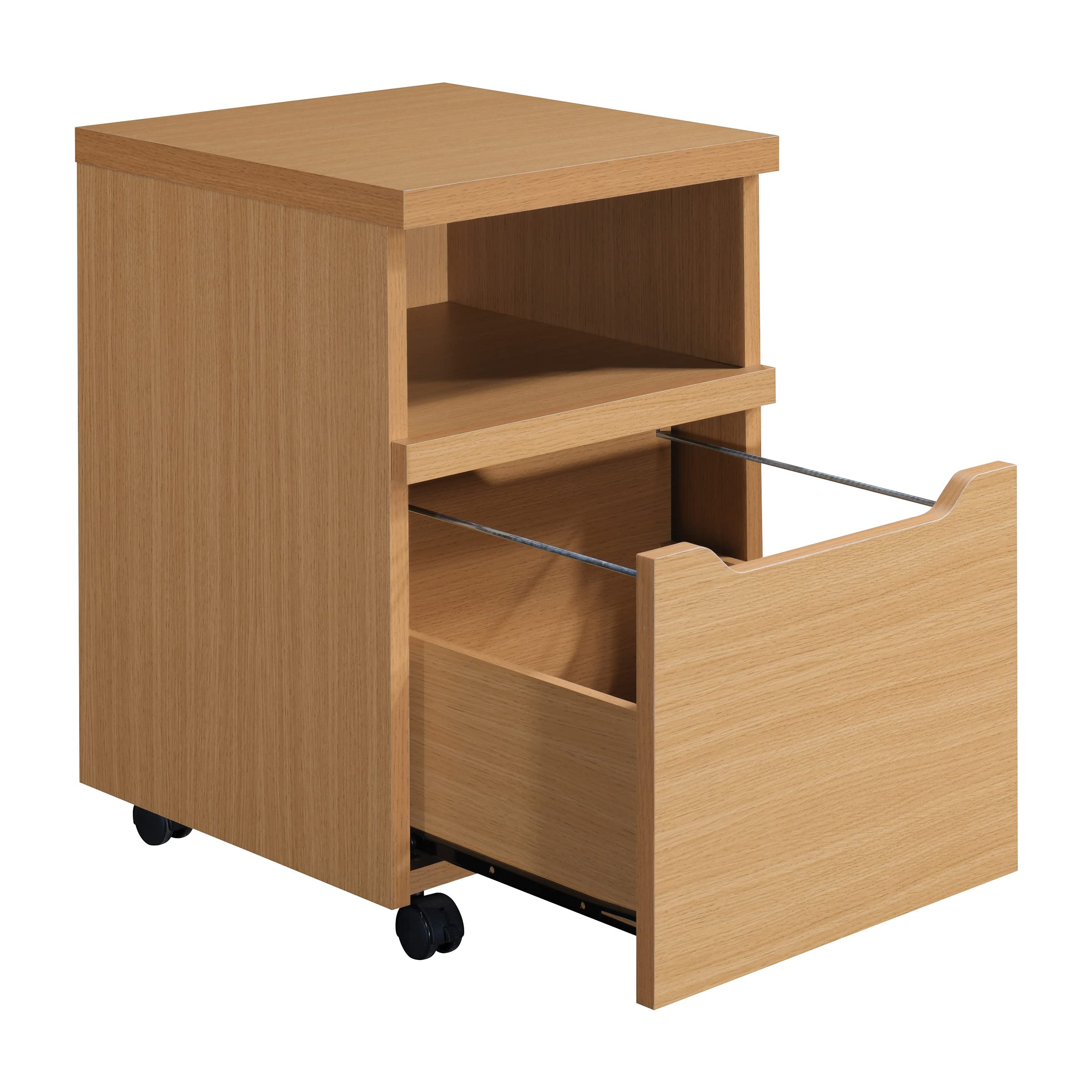 OSP Home Furnishings Denmark Rolling File Cart & Printer Stand with Lockdowel Fastening System, Natural Wood Office Organizer for Home & Workspace Storage Solutions