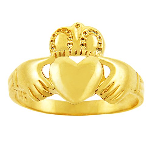 Authentic Irish Claddagh Ring - 10K Solid Yellow Gold for Women & Men - Perfect for Weddings, Anniversaries & Gifts of Love