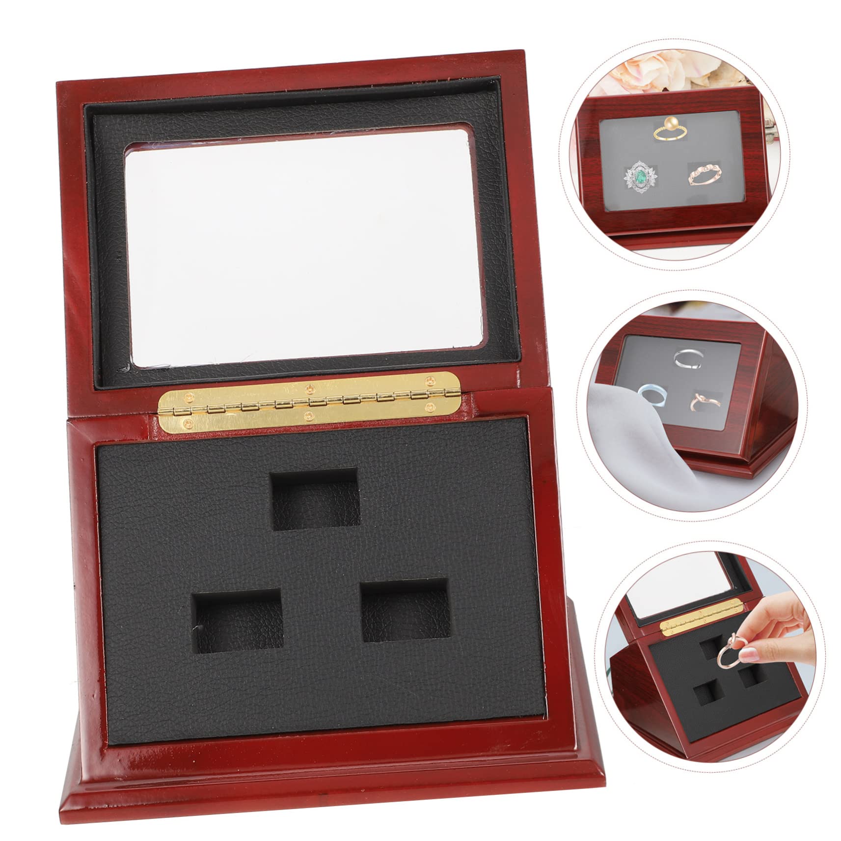 Kisangel 2-Piece Wooden Championship Ring Display Case - Premium Ring Holder Box for Jewelry, Awards & Memorabilia - Perfect for Trophy Showcase, Sports Collectibles & Home Decor Display