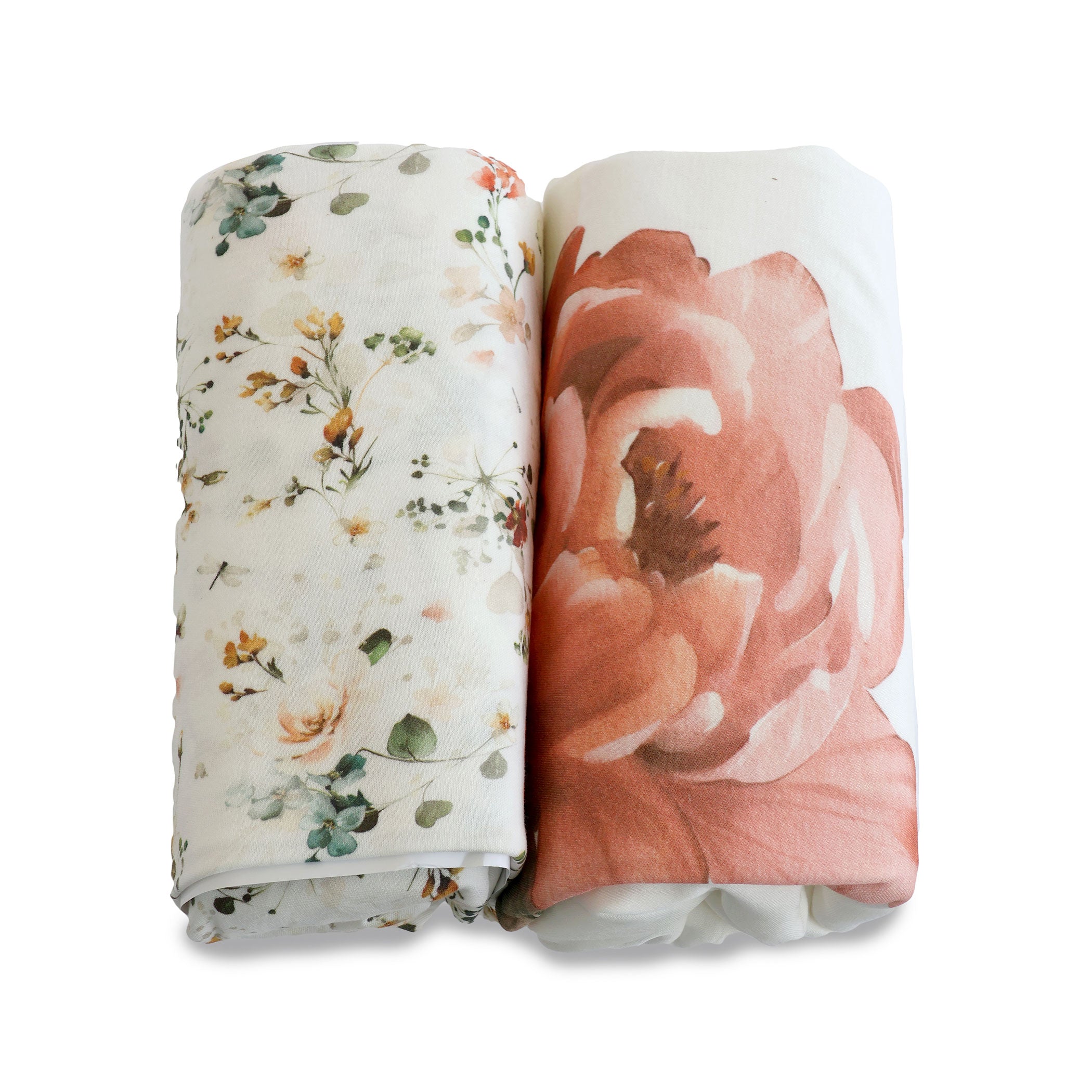 Peonies Bamboo 2-Pack Jersey Cotton Fitted Sheets - Soft Breathable Bed Sheets for Comfortable Sleep, Perfect for Home, Hotel, and Guest Room Use
