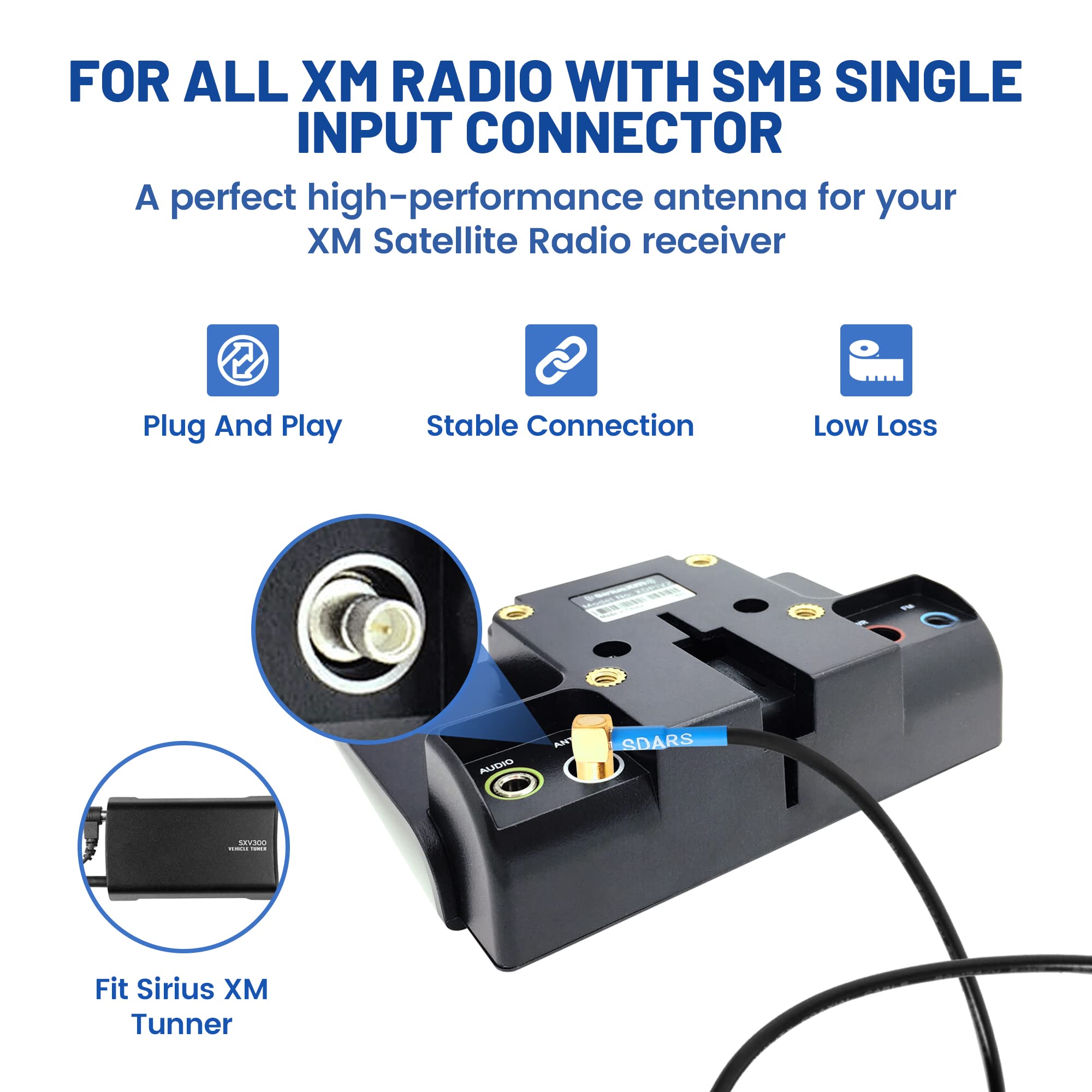 8 Ft Sirius XM Satellite Radio Antenna - Magnetic Base for XM/Sirius Receivers | Compatible with Lynx, Edge, MiRGE, XMp3, Inno, AirWare, Xpress, Onyx, XR9 | Home & Car GPS Antenna Replacement | Perfect for Road Trips & Indoor Satellite Radio Setup